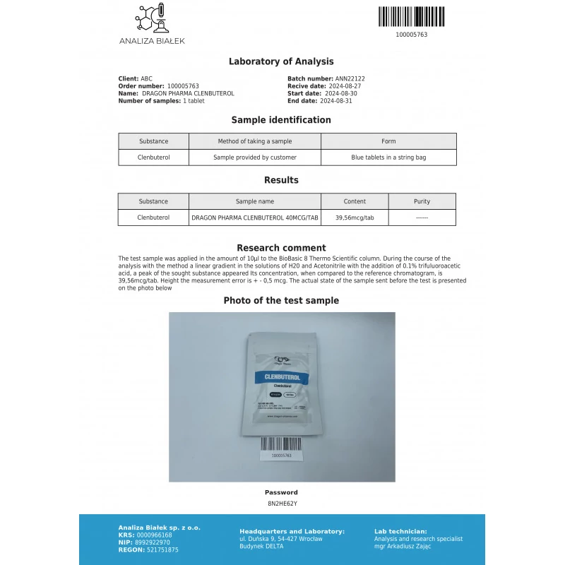 clenbuterol lab test result