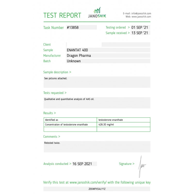 enantat 400 lab test result