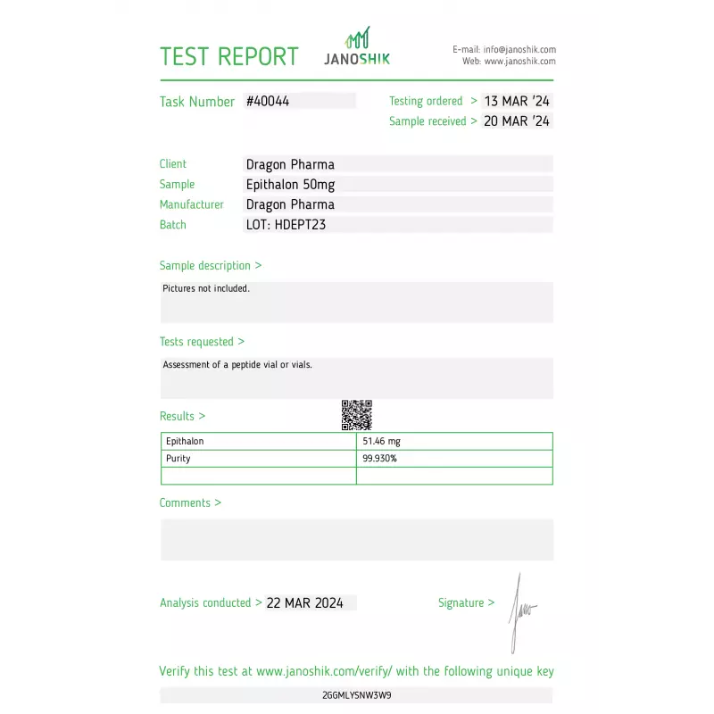 epitalon 50mg lab tes results 2024-03-22