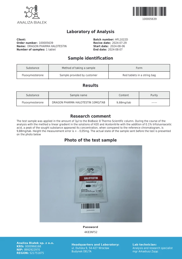 halotestin lab test result