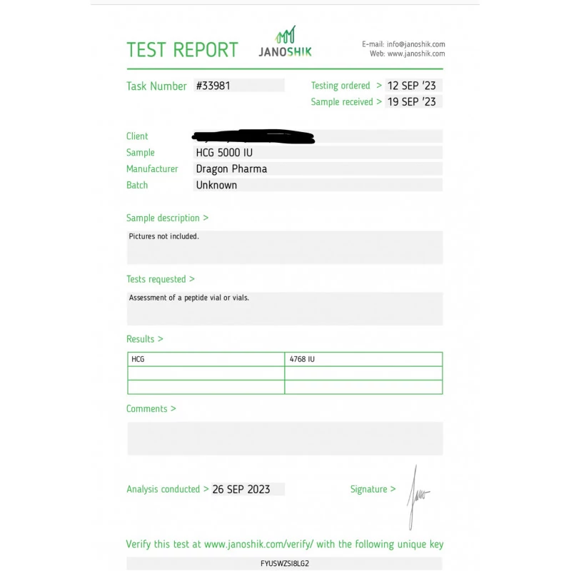 hcg 5000 iu lab test result