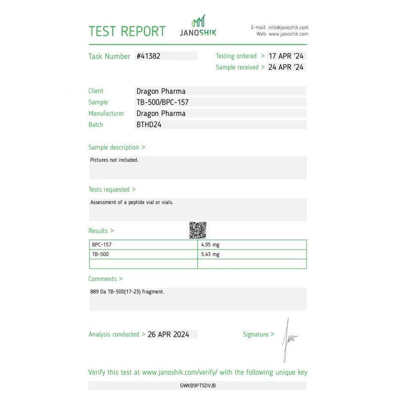 tb 500/bpc 157 lab test result