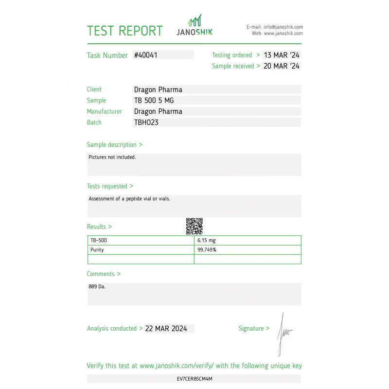 tb-500 lab test result