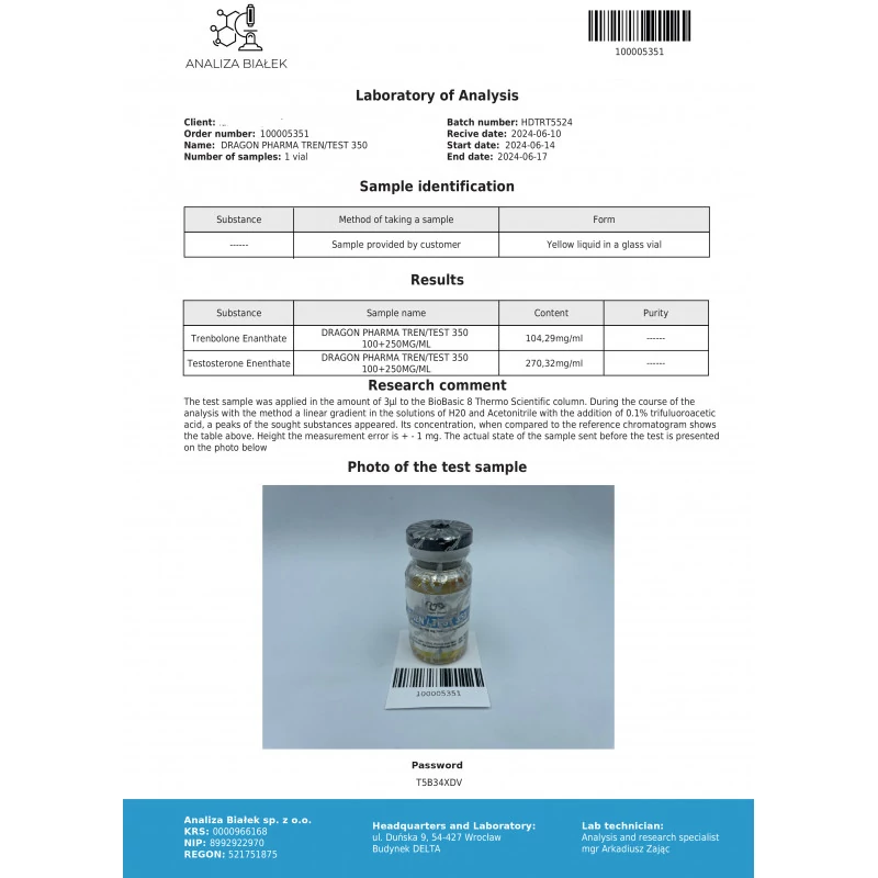 tren/test 350 lab test result